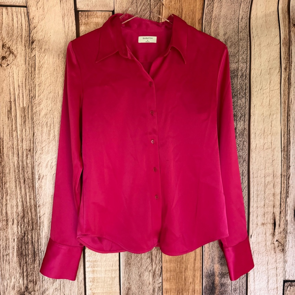 Babaton Industry Button-Up Blouse Granita Pink Versatile Work Timeless M NWT